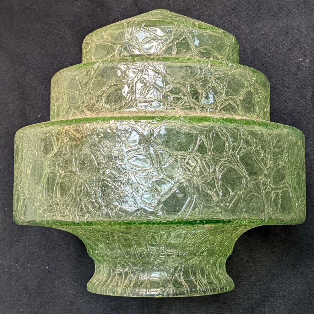 Gorgeous Mid Century Modern Green Crackle Glass Globe for Lamp